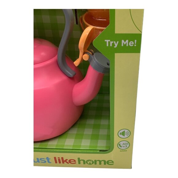 Just Like Home Tea Kettle Toy Set W/ Cups Kids Ages 3+ Pink/Orange Fun Role-Play - Picture 8 of 9